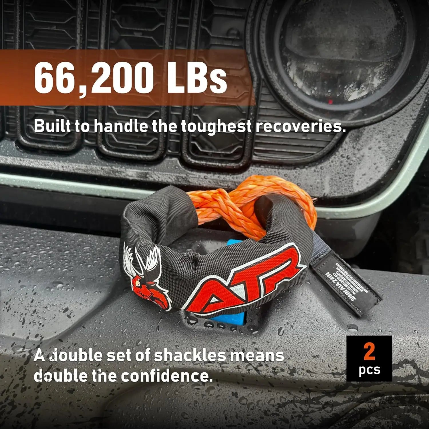20 Ton Soft Shackle, Recovery Rope, Heavy-Duty Off-Road Towing Strap