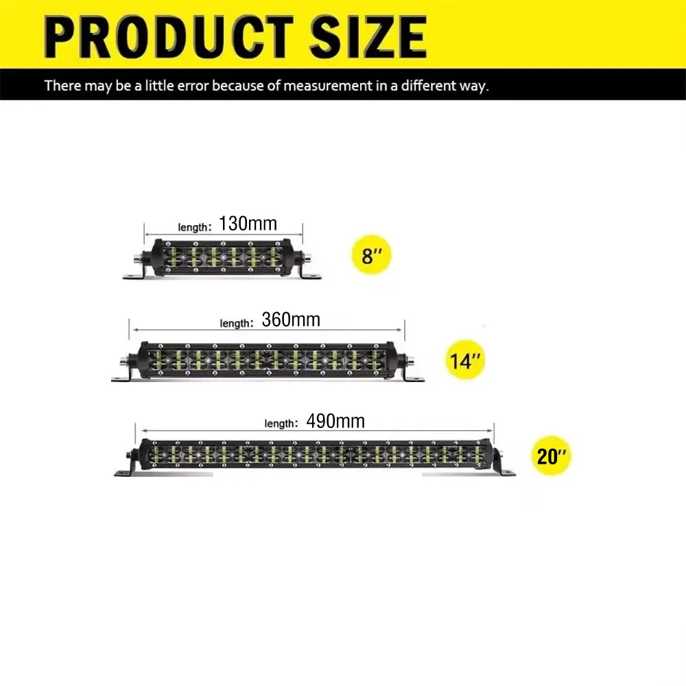Led Light Bar 2-Rows, Led Work Light, 4x4 Led Light Bar, 12V