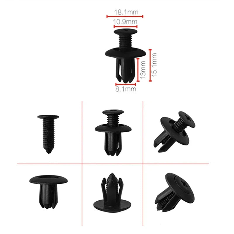 Universal Bumper Fasteners Clip, Plastic Screw Retainer Clip, 20 Pcs, 5mm, 6mm, 8mm