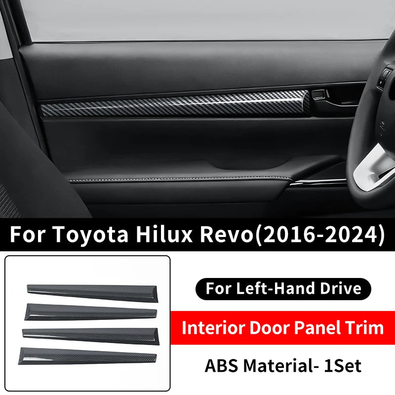 Inner Door Trim Decoration Strip, Carbon Fiber Pattern, 4PCS Car Interior, Toyota Hilux, 2016 - 2024