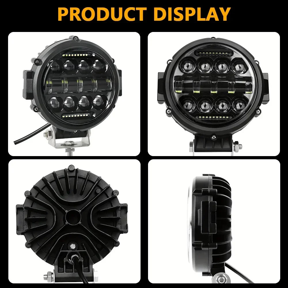 7Inch 300W Round Spot Light, High/Low Beam with DRL, Led Work Driving Lamp