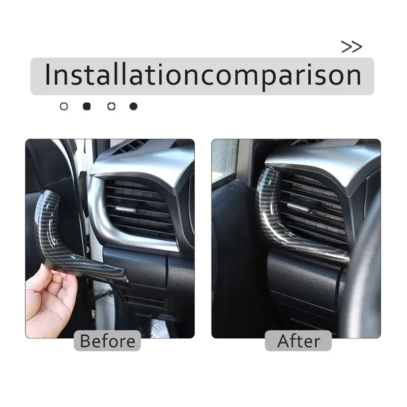 ABS Carbon Fiber Texture, Car Dashboard Side, Air Condition Outlet Vent Frame Cover Trim, Toyota Hilux, 2016 - 2022