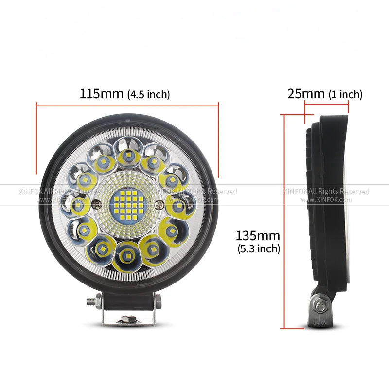Led Light Round, 12v 24v, 4x4 Off Road Driving Light
