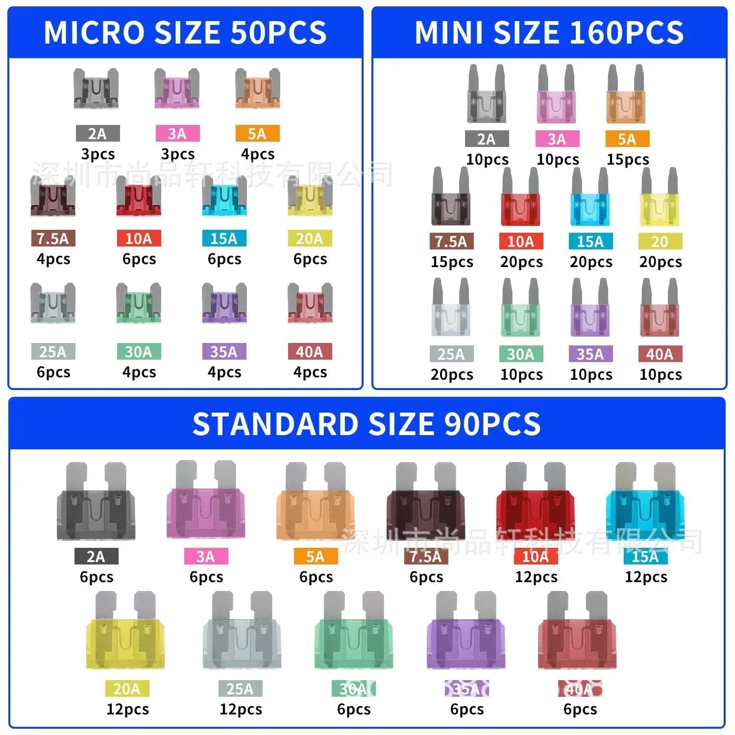 300/180/120pcs, Blade Fuse Assortment Kit