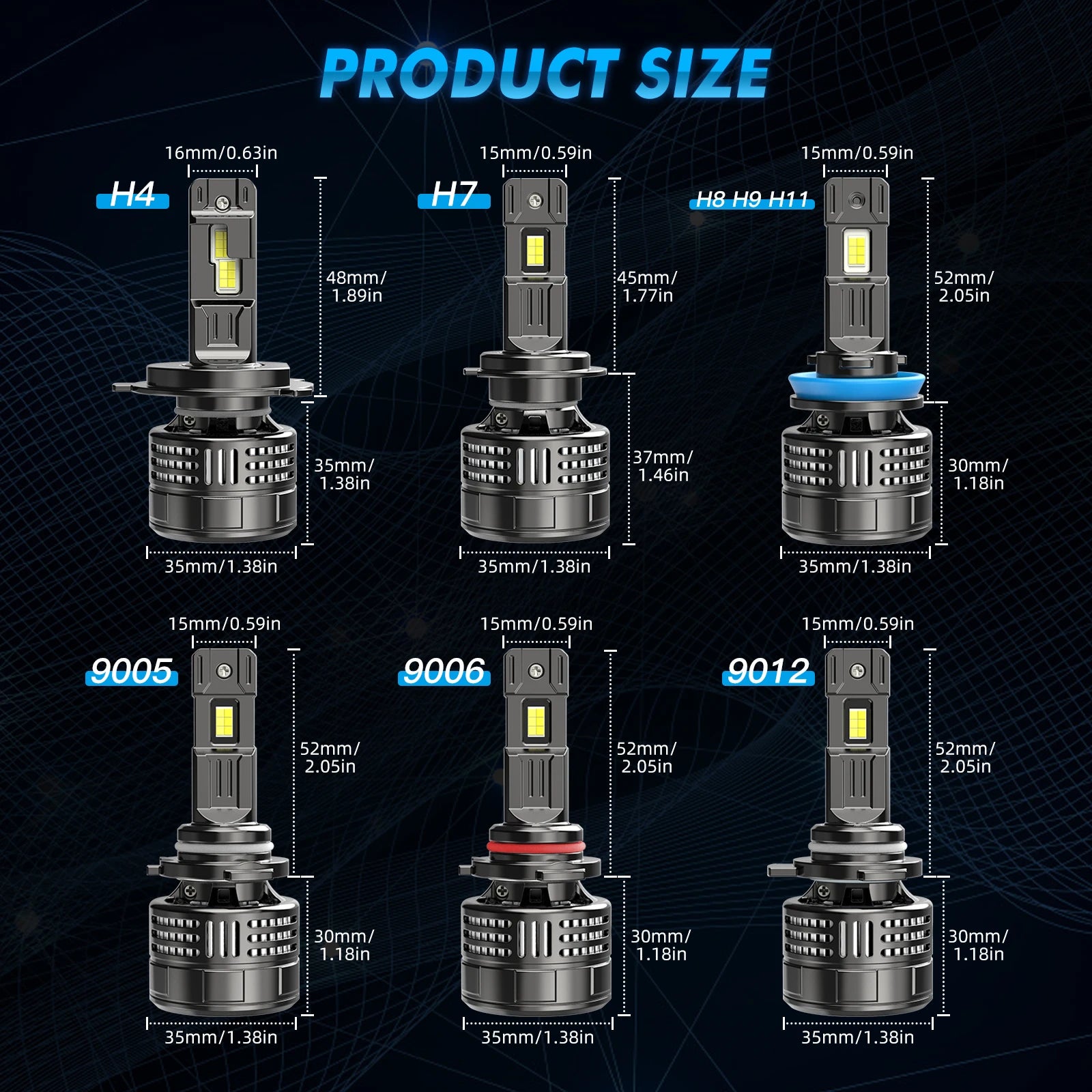 Bevinsee V55, LED High Power Headlight Bulb, 28000LM, 150W, Super Bright, 12V