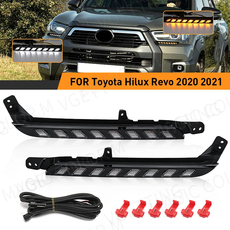 Led Daytime Running Light, Dual Color Headlight Turn Signal Lamp, Toyota Hilux Revo, 2020-2021