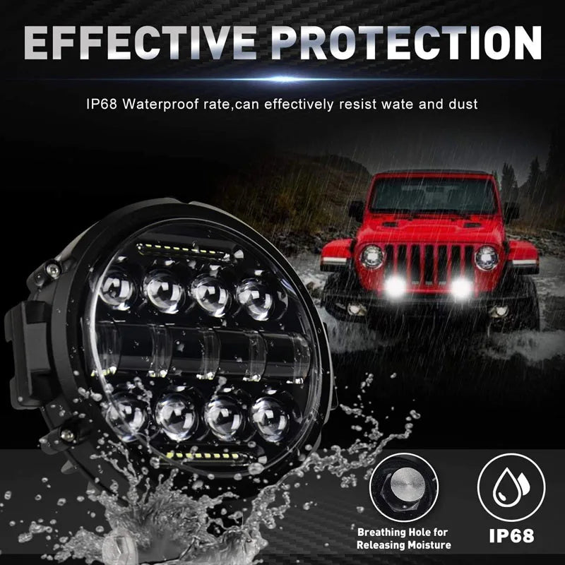 7Inch 300W Round Spot Light, High/Low Beam with DRL, Led Work Driving Lamp