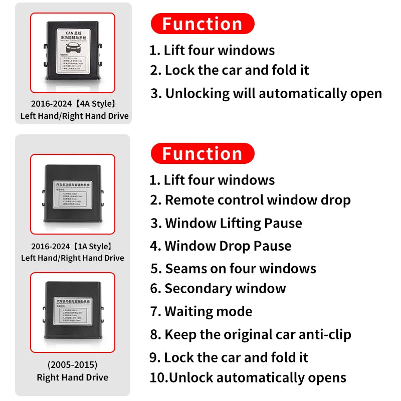 Window Closer Module with Rearview Mirror Folding (IA), Toyota Hilux Vigo (D4D) & Revo, 2005-2024