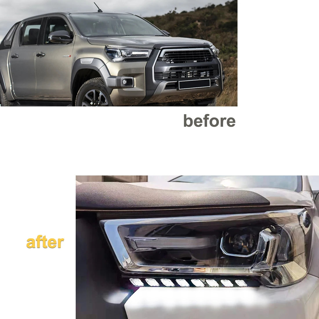 Led Daytime Running Light, Dual Color Headlight Turn Signal Lamp, Toyota Hilux Revo, 2020-2021