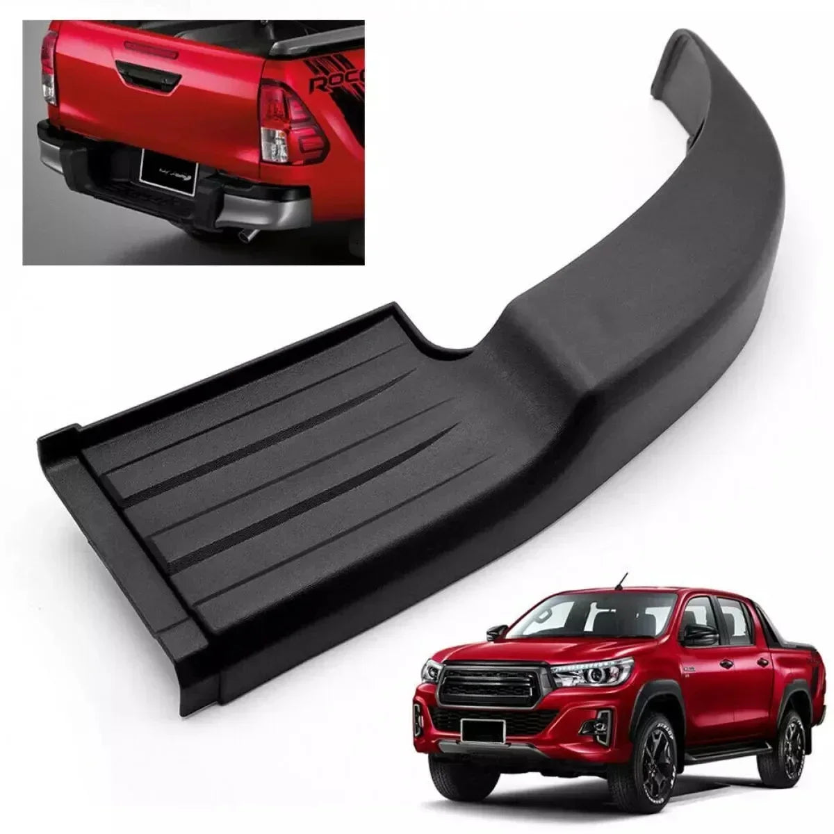 Rear Bumper Step Plate, Black, Toyota Hilux Revo/Rocco, 2015-2019, Ref: 52163-0K030/52164-0K030