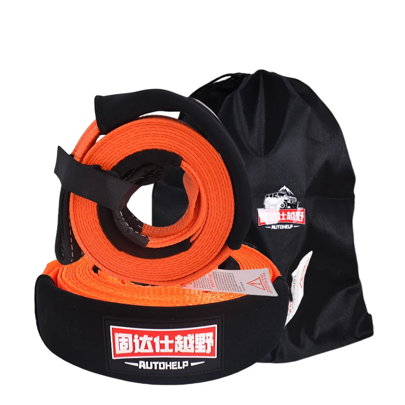 Polyester Tow Strap Recovery Kit, High-Strength Car Tow Ropes, Winch Towing Strap