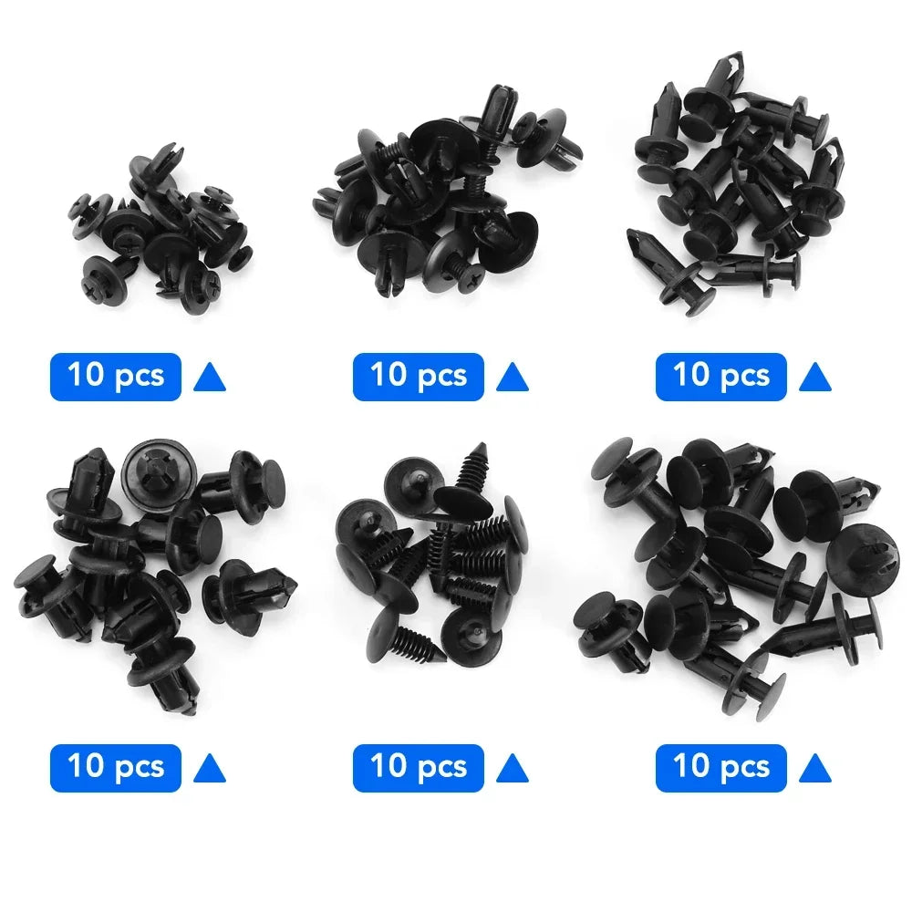 Car Clip Universal Fastener Clips, 6 Sizes, 60 Pcs, Toyota Hilux