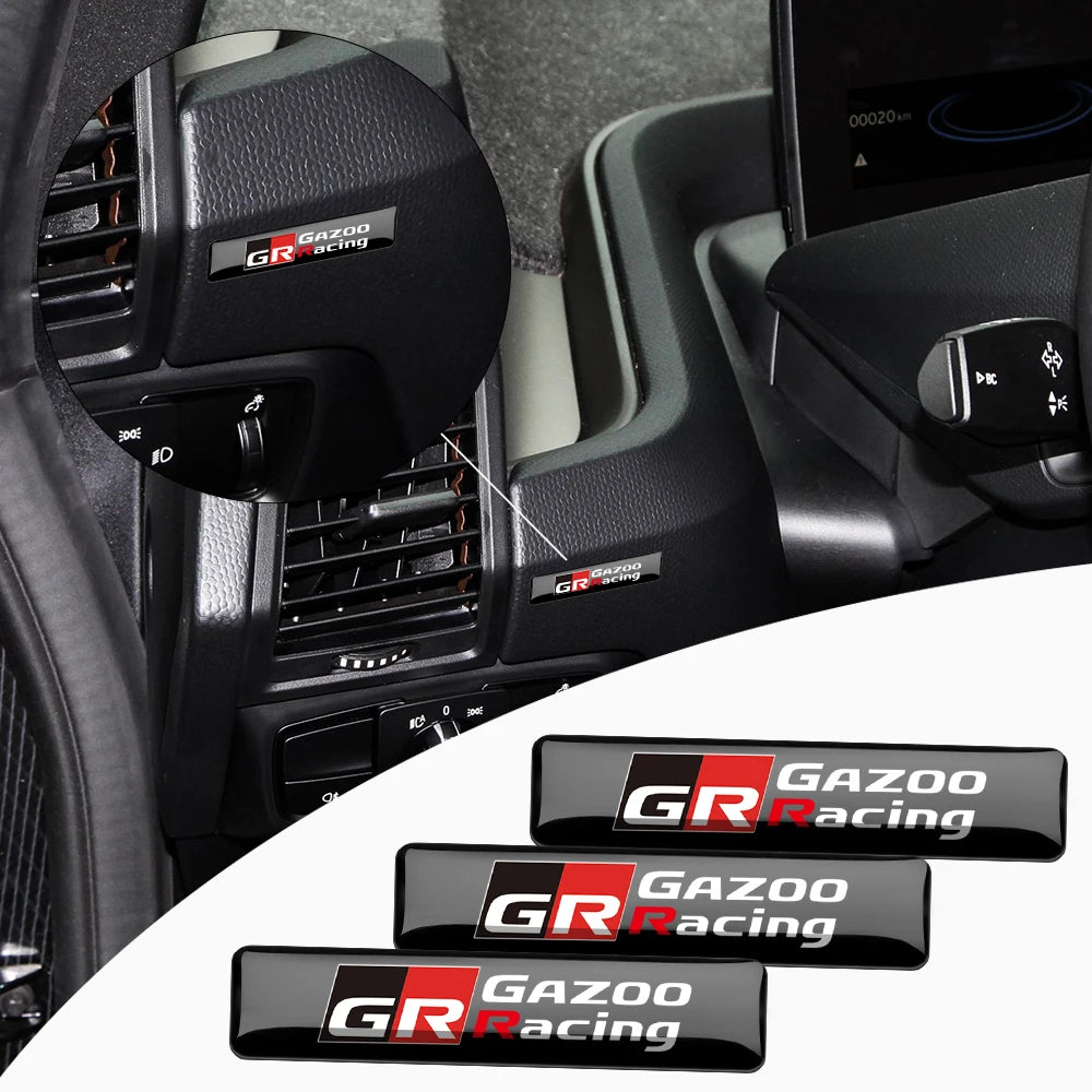 2PCS 3D Epoxy "GR GAZOO RACING" Badge, Decorative Stickers