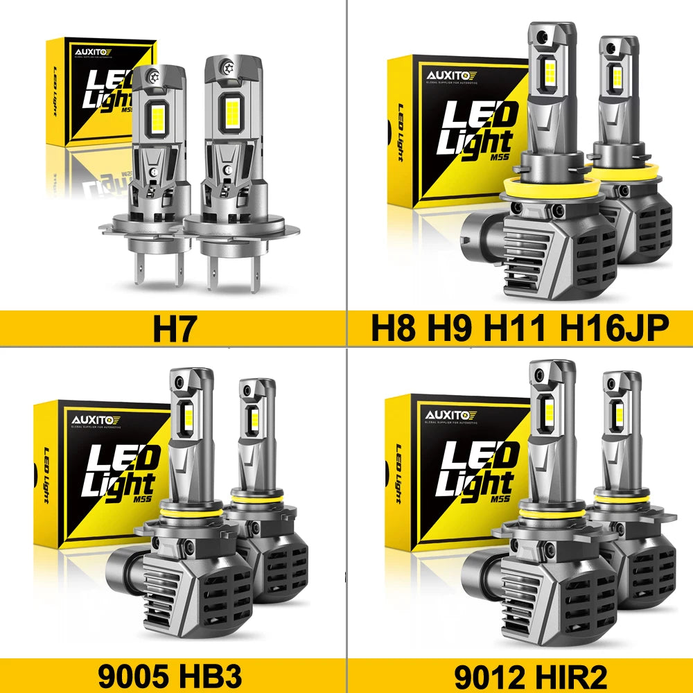 AUXITO, 2Pcs, 22000LM, Turbo H8 H9 H11 LED Headlight, 120W, 6500K, H7, 9005 HB3, 9012 HIR2, LED Headlamp Bulb, 12V