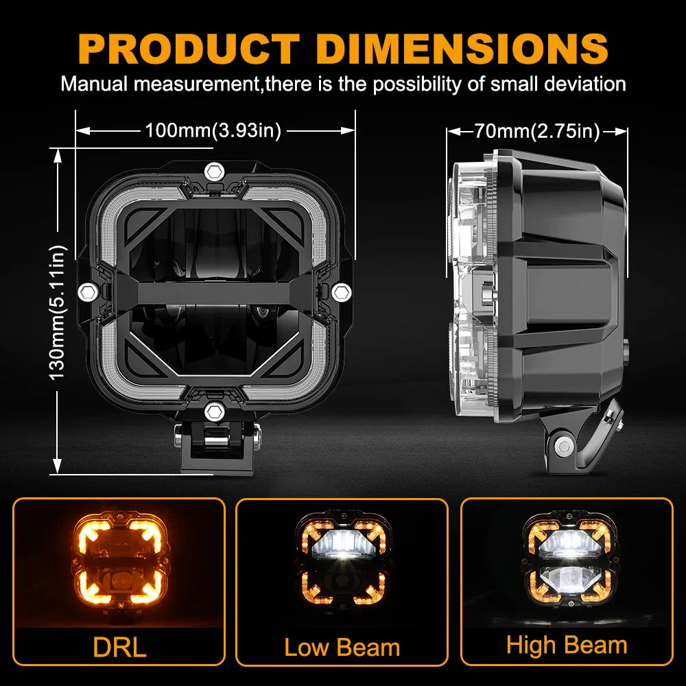Led Work Light Bar, Amber DRL, 12V, Auxiliary