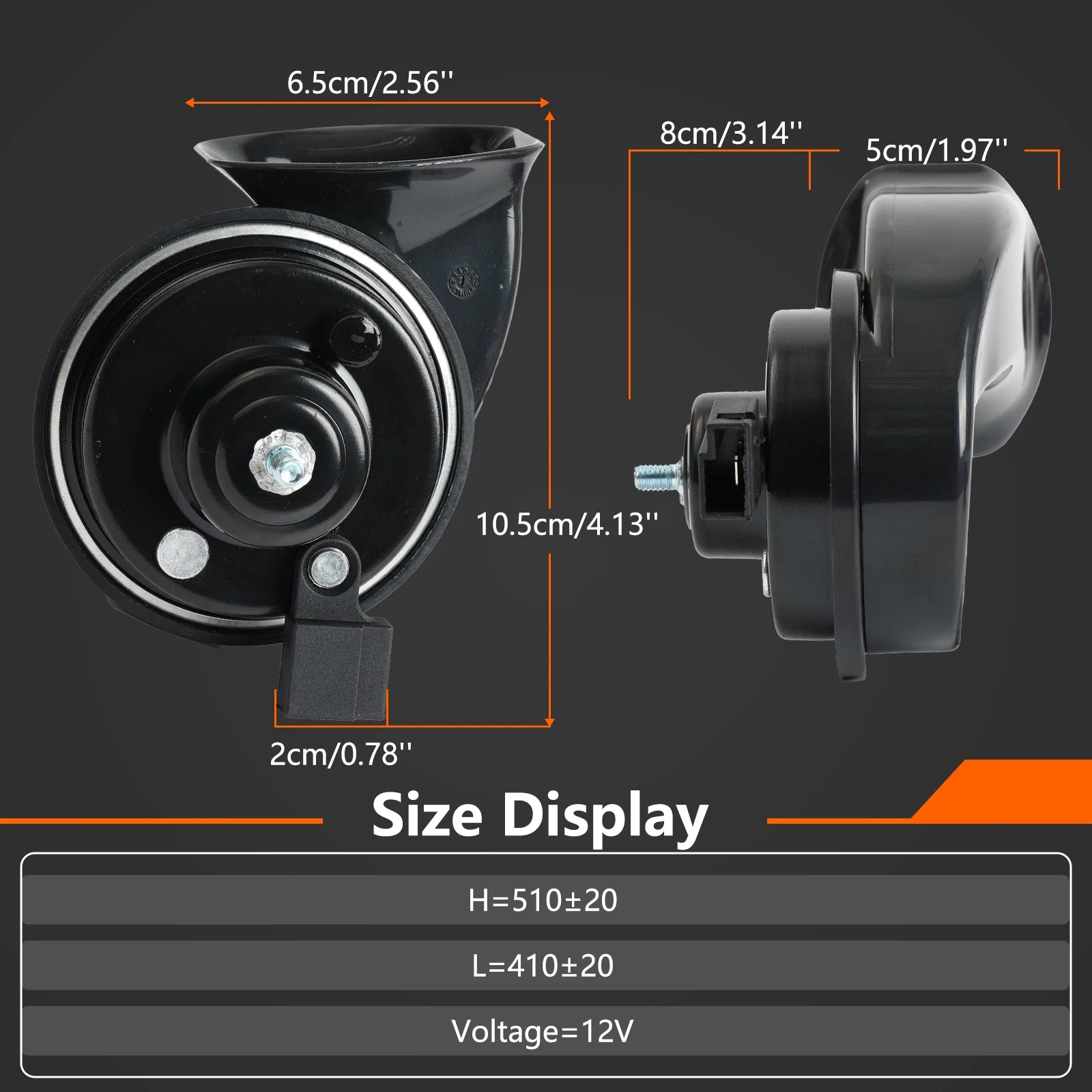 Dual Snail Horn, 12V, 110-125DB, Waterproof, Toyota Hilux, 2001-2014
