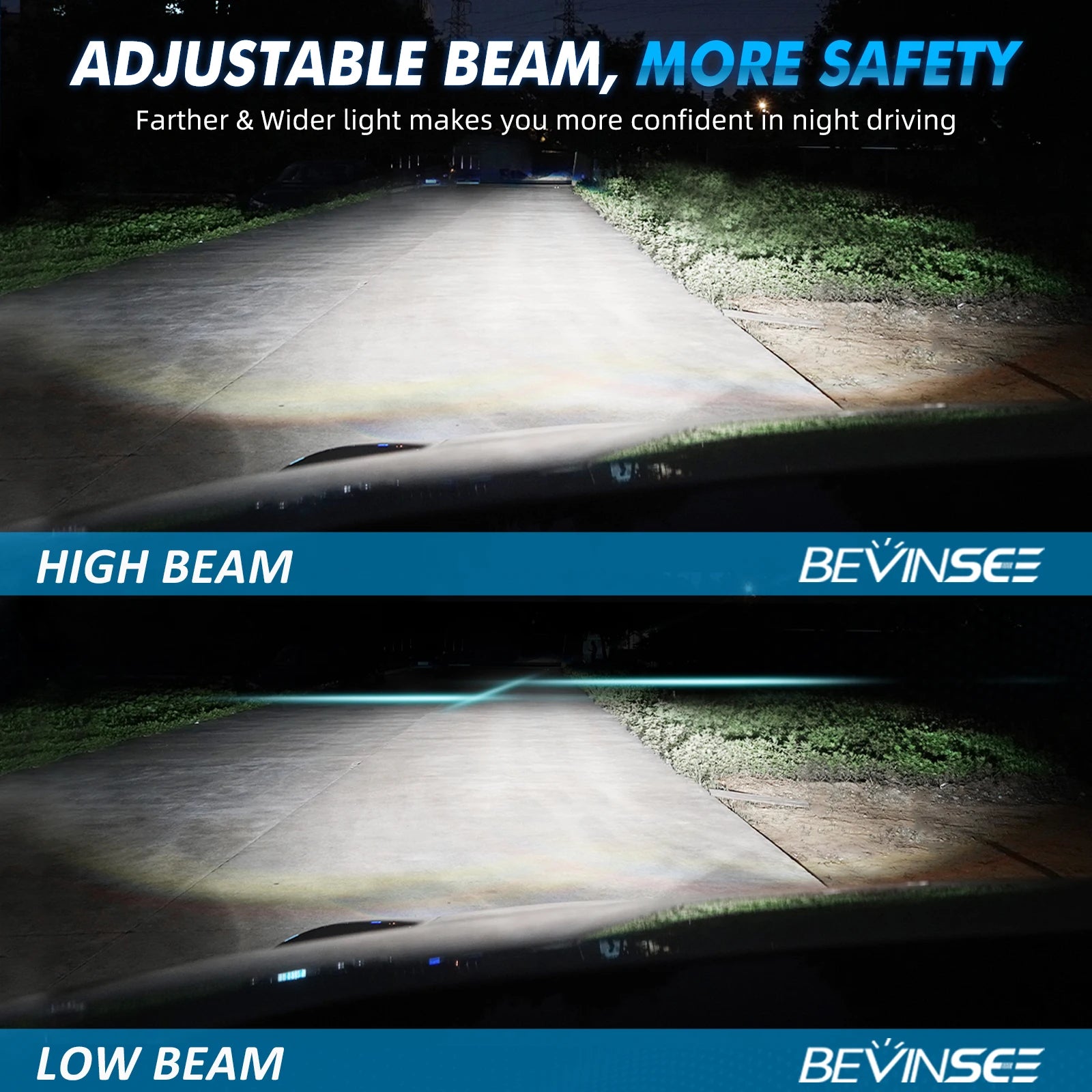 Bevinsee V55, LED High Power Headlight Bulb, 28000LM, 150W, Super Bright, 12V