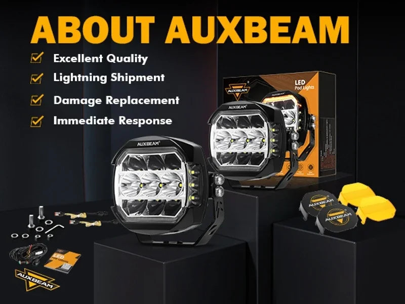 AUXBEAM 3/5 Inch 2pcs LED Work Lights, Spot/Flood Combo Driving Light with DRL Turn Signal