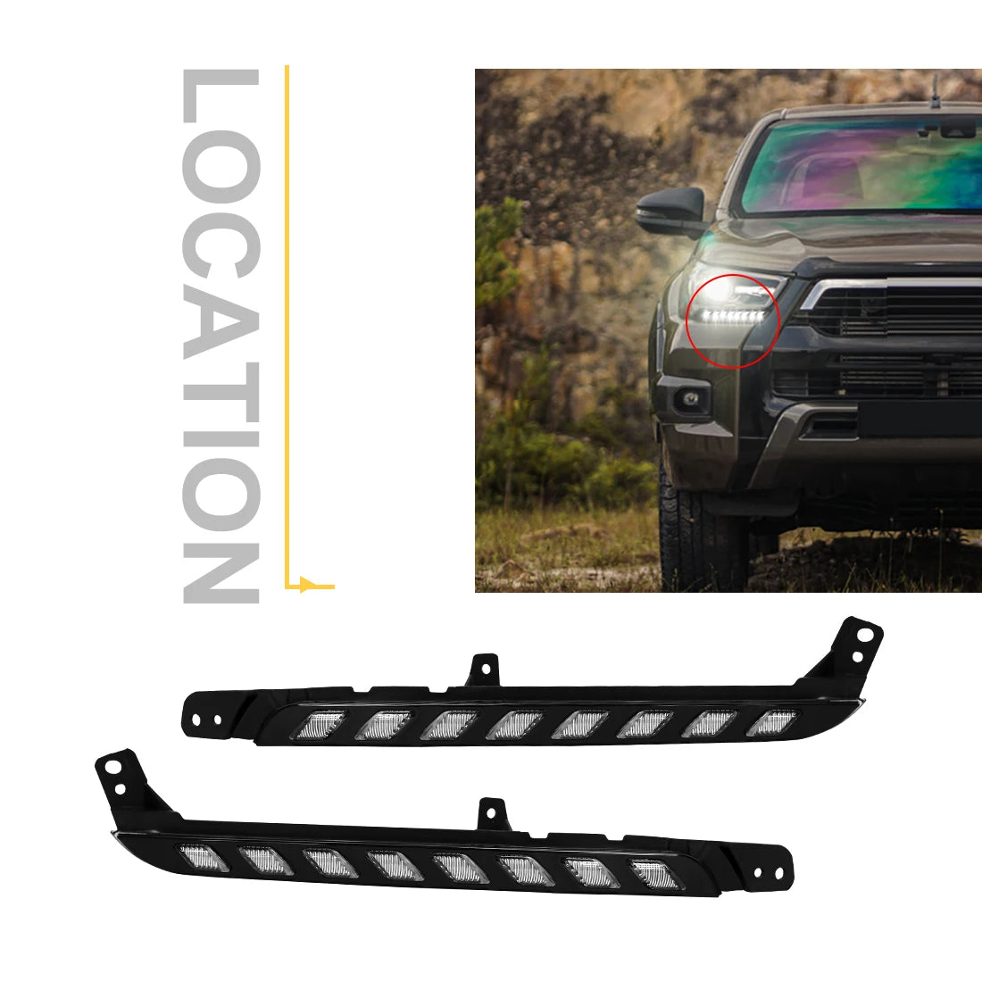 Led Daytime Running Light, Dual Color Headlight Turn Signal Lamp, Toyota Hilux Revo, 2020-2021