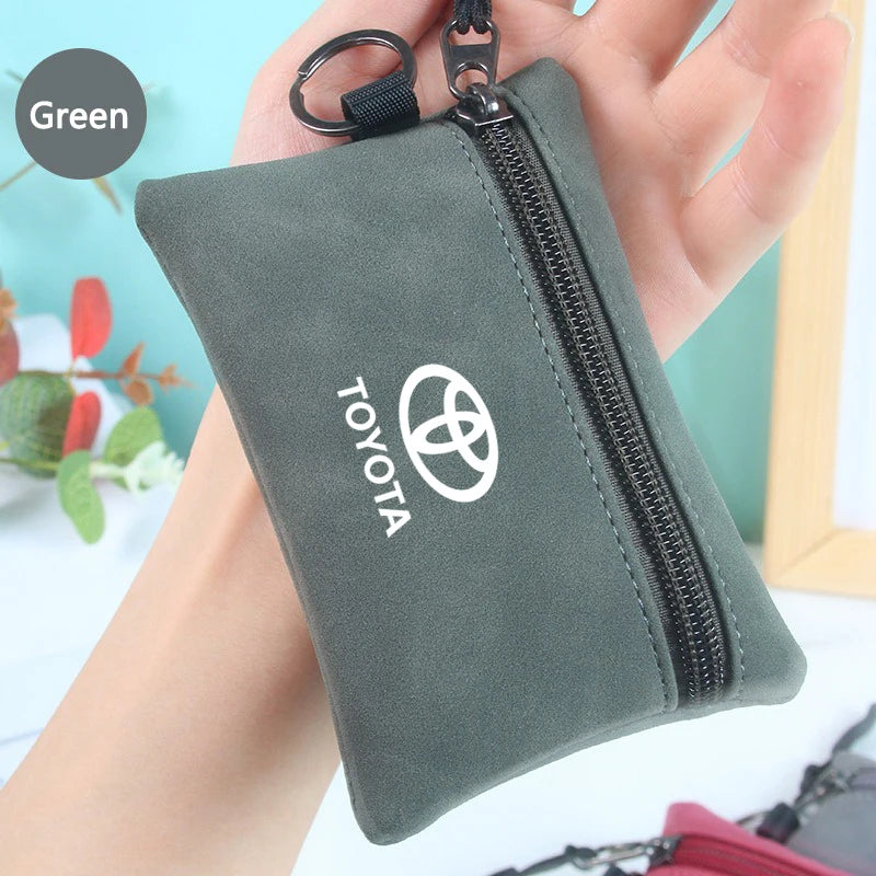 Suede Car Emblem Key Bag, Wallet Keychain, Card Pouch, Toyota Hilux