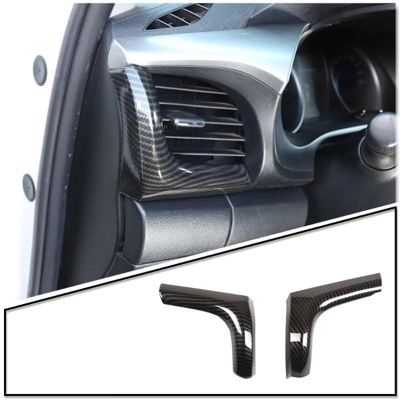 ABS Carbon Fiber Texture, Car Dashboard Side, Air Condition Outlet Vent Frame Cover Trim, Toyota Hilux, 2016 - 2022