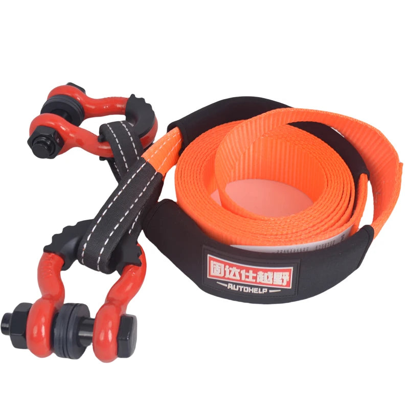 Polyester Tow Strap Recovery Kit, High-Strength Car Tow Ropes, Winch Towing Strap