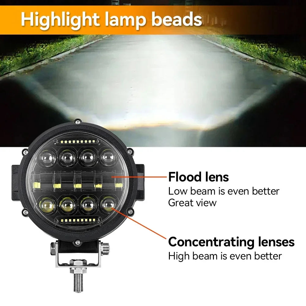 7Inch 300W Round Spot Light, High/Low Beam with DRL, Led Work Driving Lamp