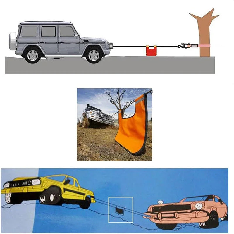 Winch Rope Dampener, Blanket Cable Damper Cushion with Pocket Reflective Strips, Heavy Duty Off-Road Safety Recovery Blanket