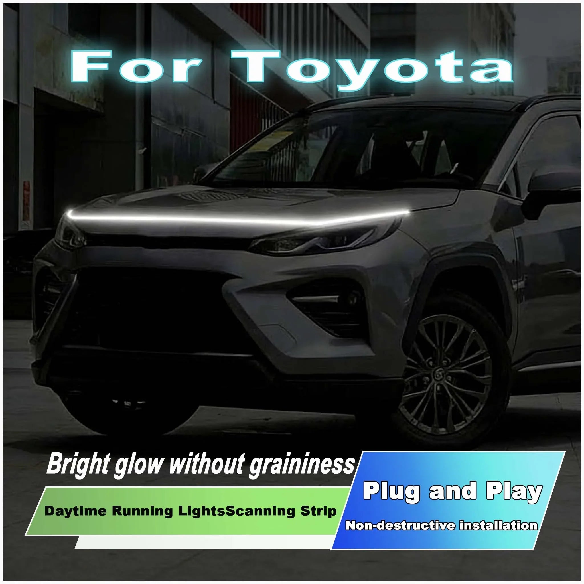 LED Daytime Running Light, Car Hood Decorative Light, 12V, Toyota Hilux Revo & Vigo