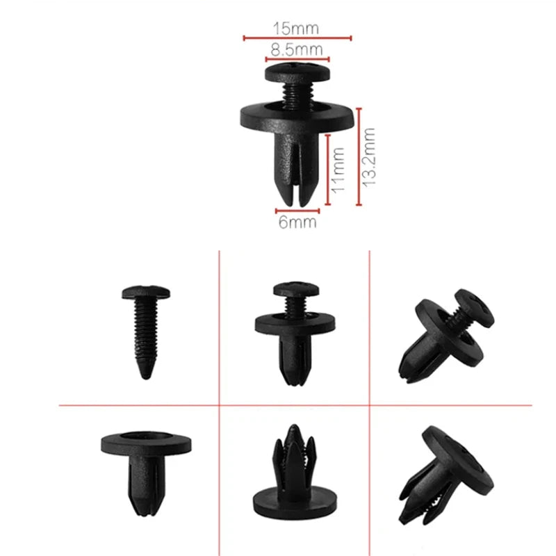 Universal Bumper Fasteners Clip, Plastic Screw Retainer Clip, 20 Pcs, 5mm, 6mm, 8mm