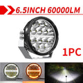 6.5inch 60000LM LED Work Light, Flood/Spot/Beam, Round Driving Spotlight With Daytime Running Lamp, 12V/24V