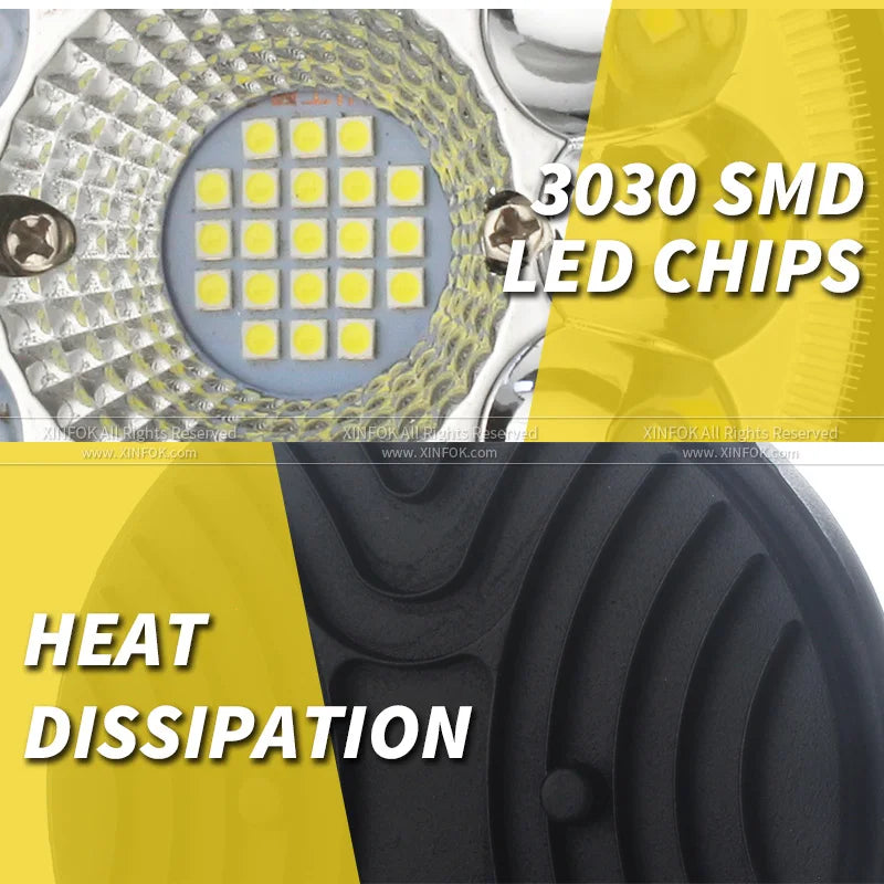 Led Light Round, 12v 24v, 4x4 Off Road Driving Light