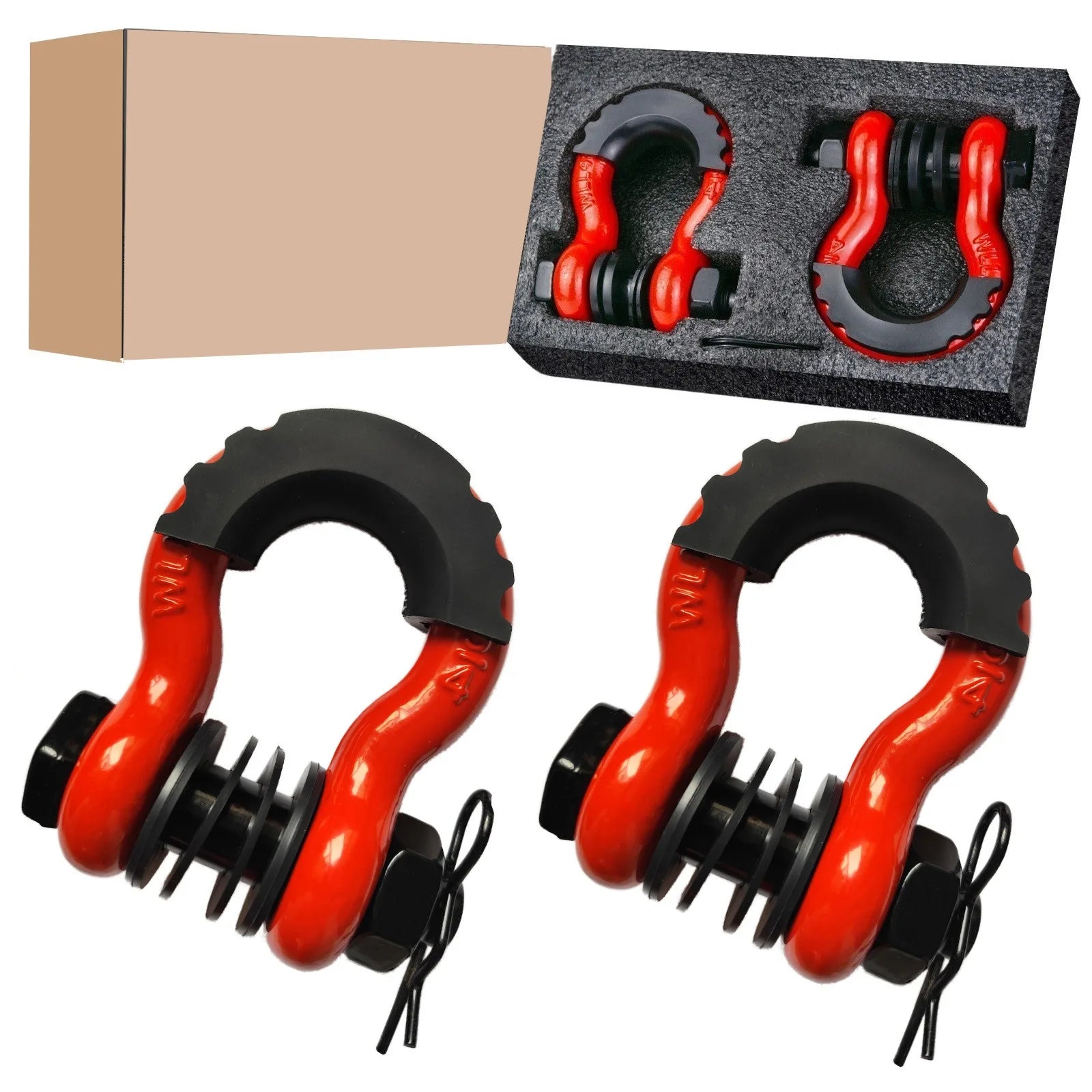Polyester Tow Strap Recovery Kit, High-Strength Car Tow Ropes, Winch Towing Strap
