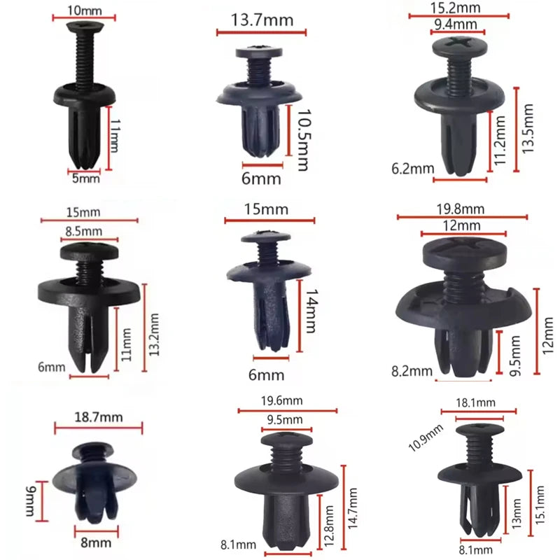 Universal Bumper Fasteners Clip, Plastic Screw Retainer Clip, 20 Pcs, 5mm, 6mm, 8mm