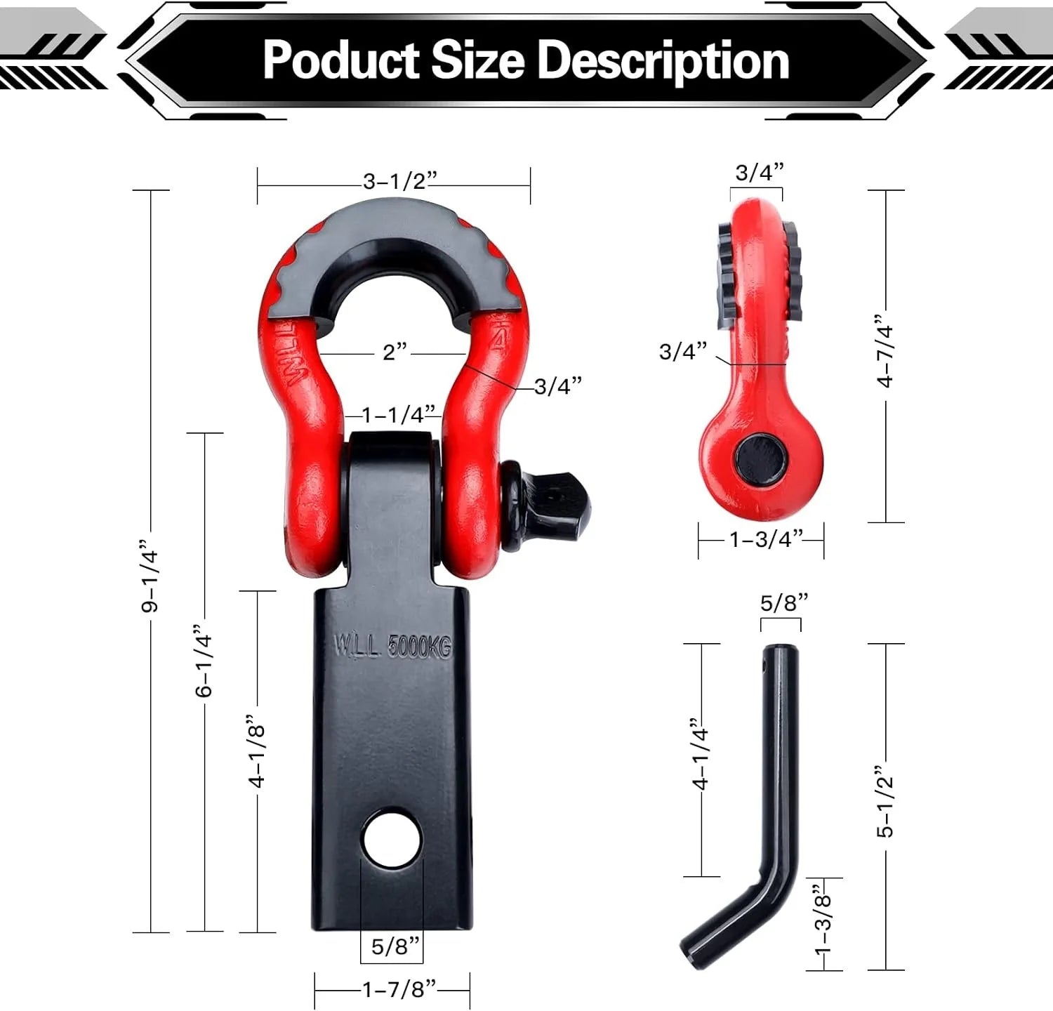 2" Heavy Duty Forged Tow Hitch Receiver, 2x2 Solid Square Hitch for Off-Road, Max Strength Towing Arm