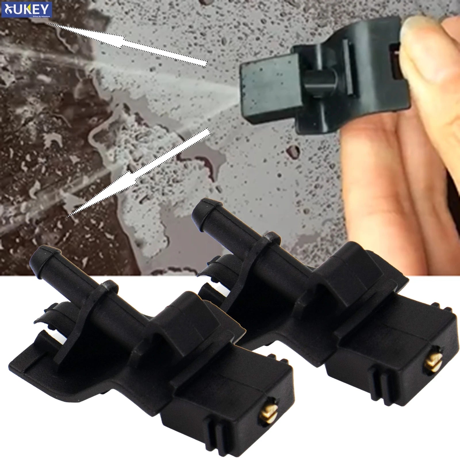 Front Windshield Wiper Water Washer Jet Nozzle, 2Pcs, Toyota Hilux
