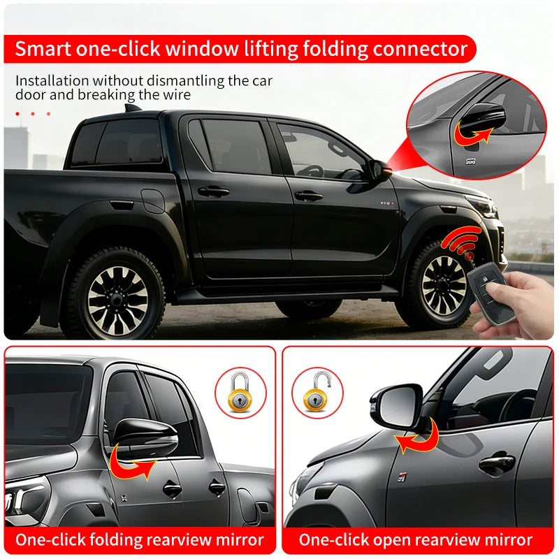 One Touch Auto Fold Mirror Module Kit with Harness, Plug and Play, Toyota Hilux Revo, 2016-2025
