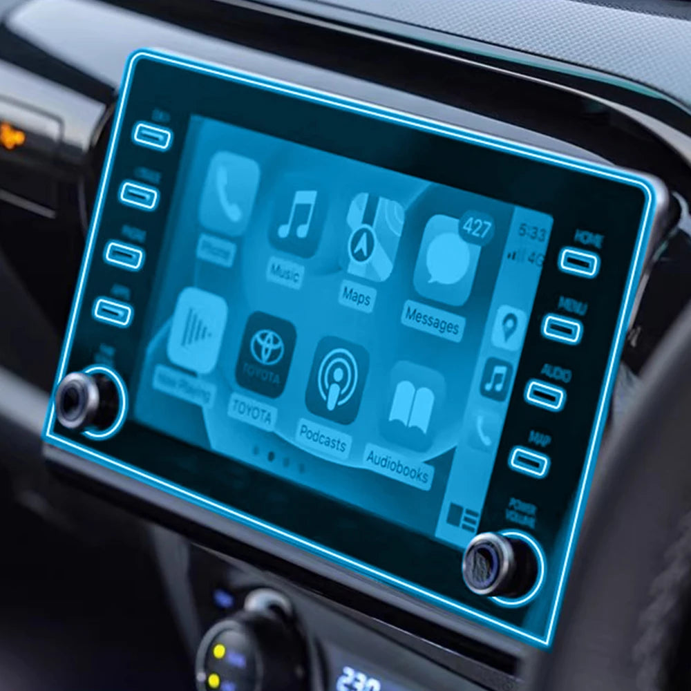 Interior Center Console, Navigation, Screen, Transparent TPU Protection Film, Toyota Hilux 2022-2025, Pre Cut PPF Film