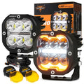 AUXBEAM 3/5 Inch 2pcs LED Work Lights, Spot/Flood Combo Driving Light with DRL Turn Signal