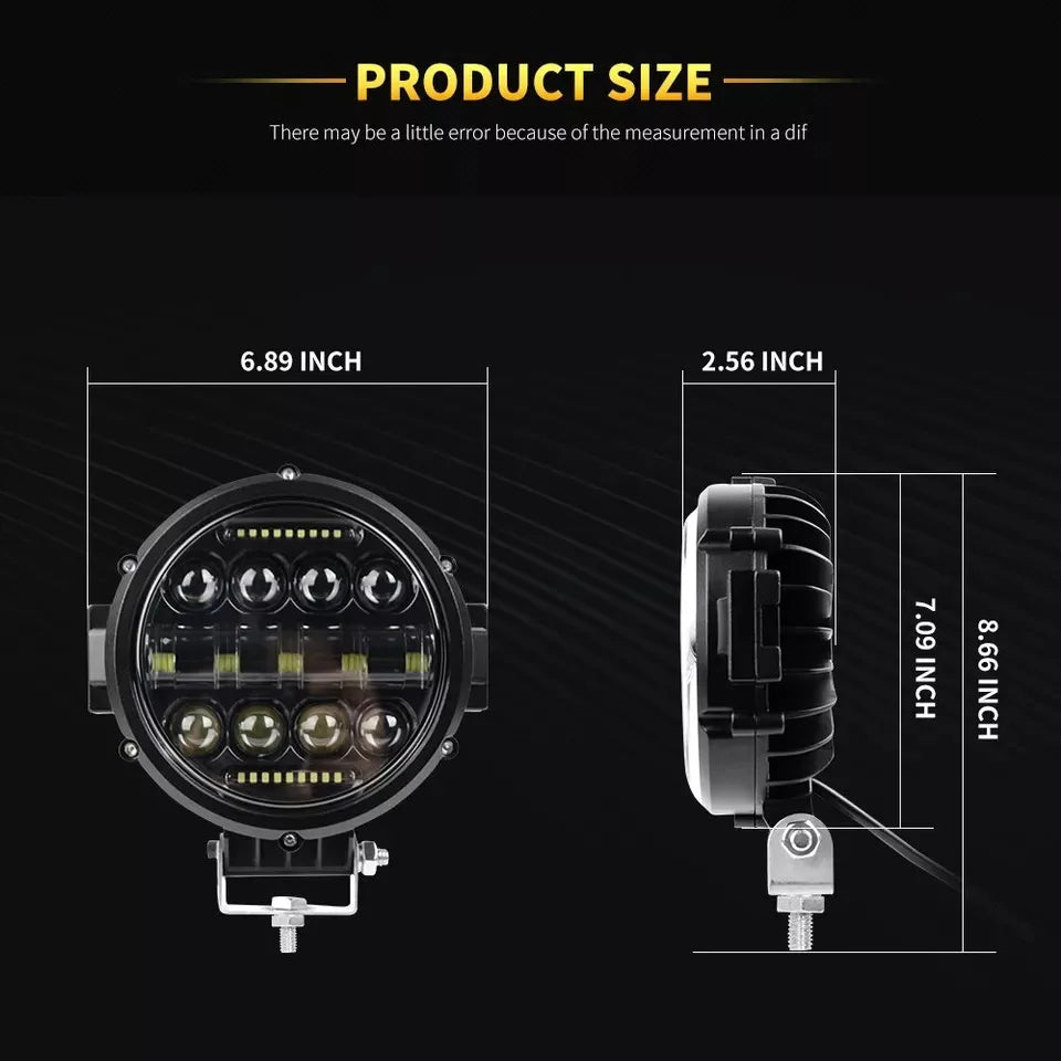 7Inch 300W Round Spot Light, High/Low Beam with DRL, Led Work Driving Lamp