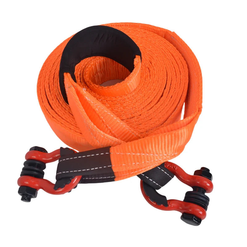 Polyester Tow Strap Recovery Kit, High-Strength Car Tow Ropes, Winch Towing Strap