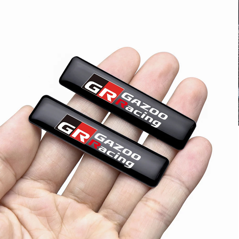 2PCS 3D Epoxy "GR GAZOO RACING" Badge, Decorative Stickers