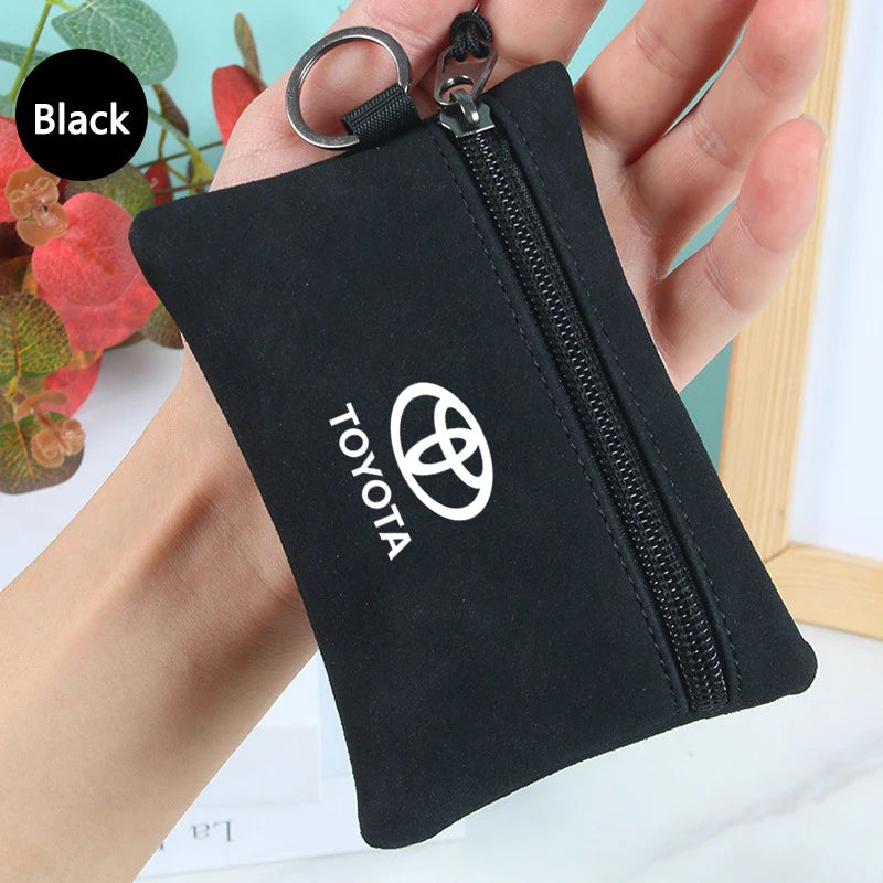 Suede Car Emblem Key Bag, Wallet Keychain, Card Pouch, Toyota Hilux