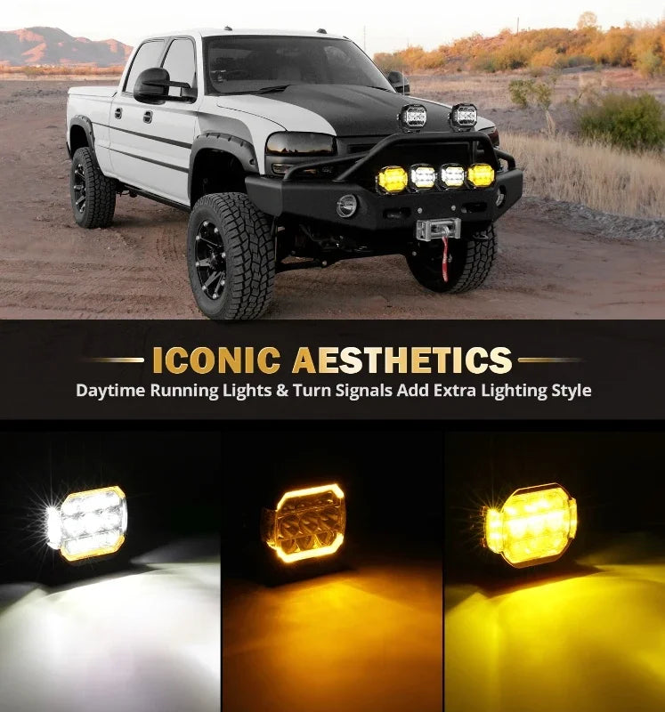 AUXBEAM 3/5 Inch 2pcs LED Work Lights, Spot/Flood Combo Driving Light with DRL Turn Signal