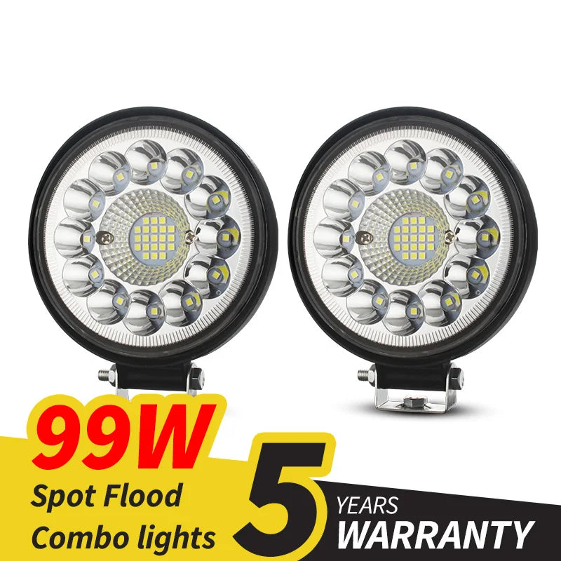 Led Light Round, 12v 24v, 4x4 Off Road Driving Light