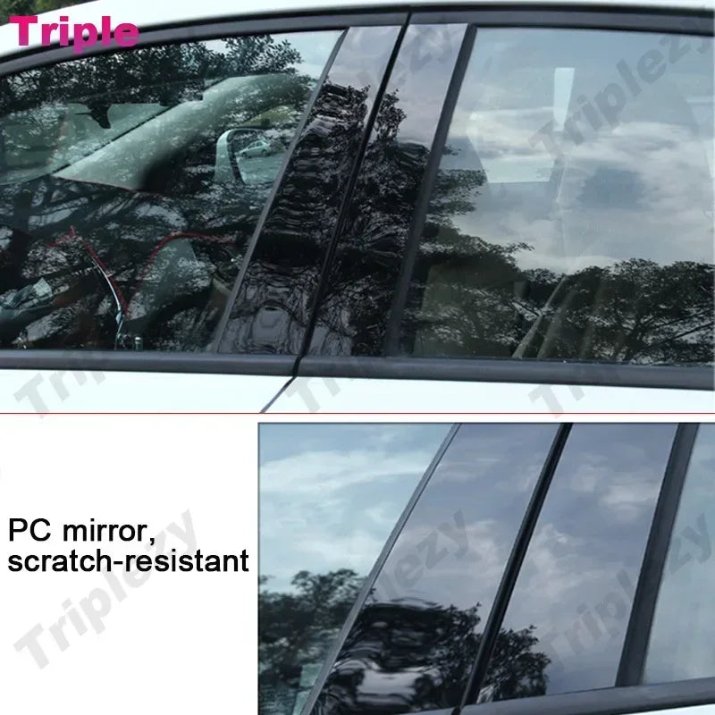 Glossy Black, Door Center Column Trim/Sticker, Toyota Hilux Revo, 2015-2023