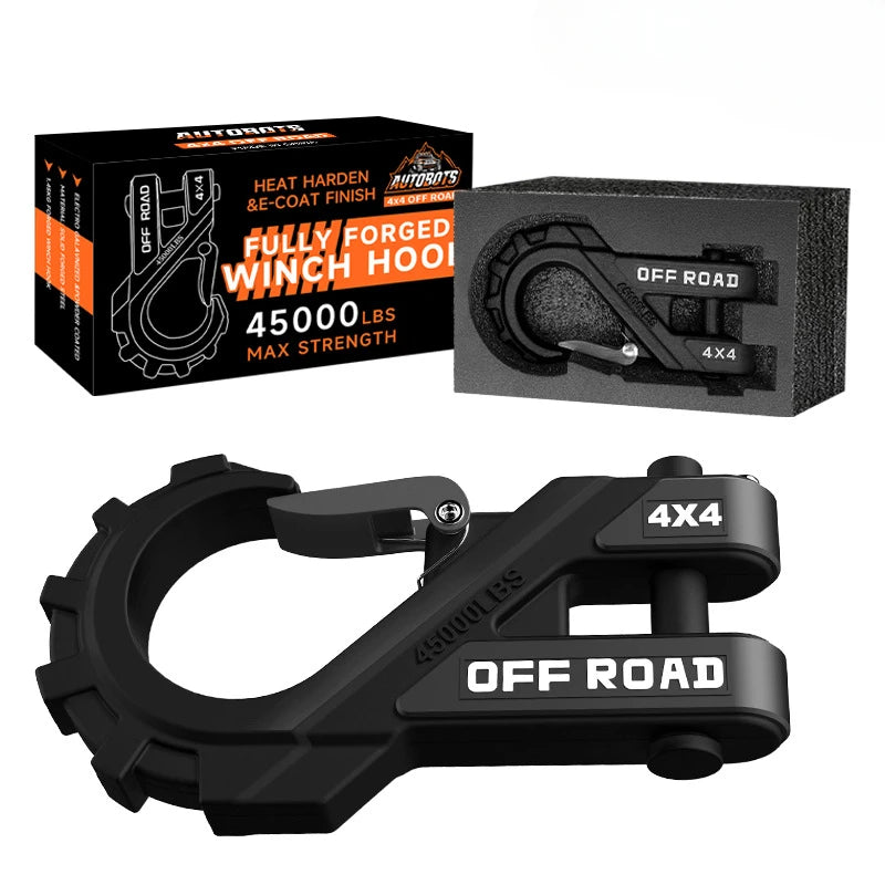 20-Ton Off-Road Winch Hook, Forged Heavy-Duty Towing Hook With A Thickened Tongue, 1 Pcs