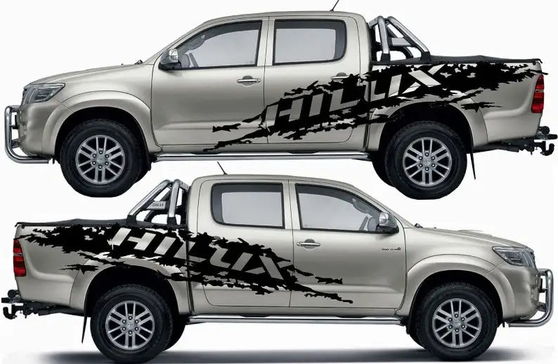 2 Piece Cut Decal, Door Long Stripe Sticker, Toyota Hilux