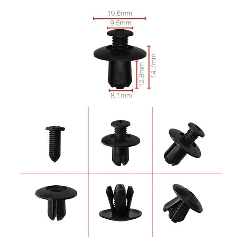 Universal Bumper Fasteners Clip, Plastic Screw Retainer Clip, 20 Pcs, 5mm, 6mm, 8mm
