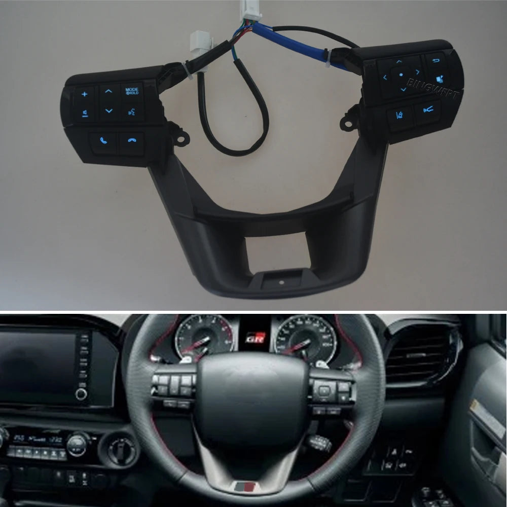 Blue Backlight Steering Wheel, Buttons Switch, Toyota Hilux, 2016-2023